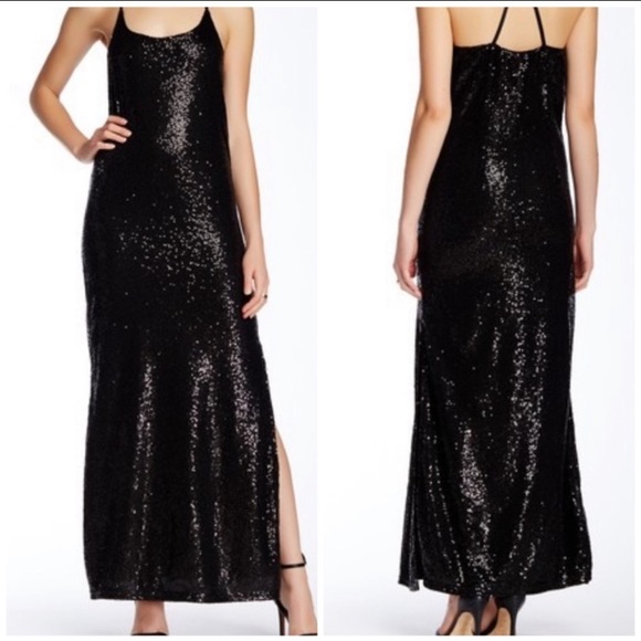 Cecico Black Sequin Gown - Picture 1 of 7